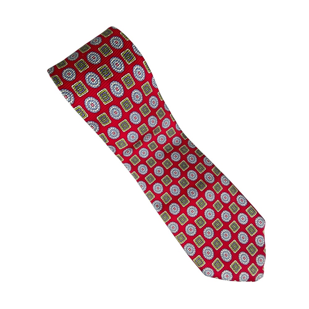 Robert Talbott‎ Mens Tie Red Geometric Medallion Silk Best of Class Formal 58x4